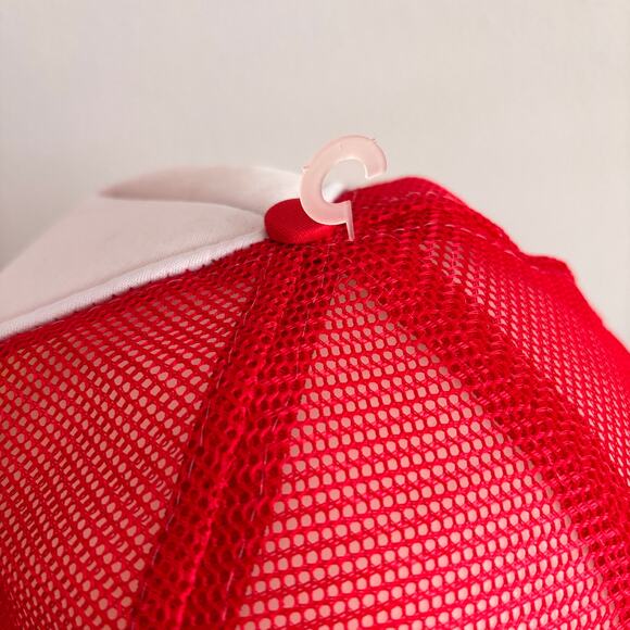 Vtg 80s SAN XAVIER MISSION Trucker Hat Red White Mesh Cap NOS Tucson AZ Church - Picture 6 of 9